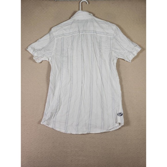Kirra Shirt Womens Medium M Button Up Pockets Striped Collared Cotton White - Picture 9 of 13